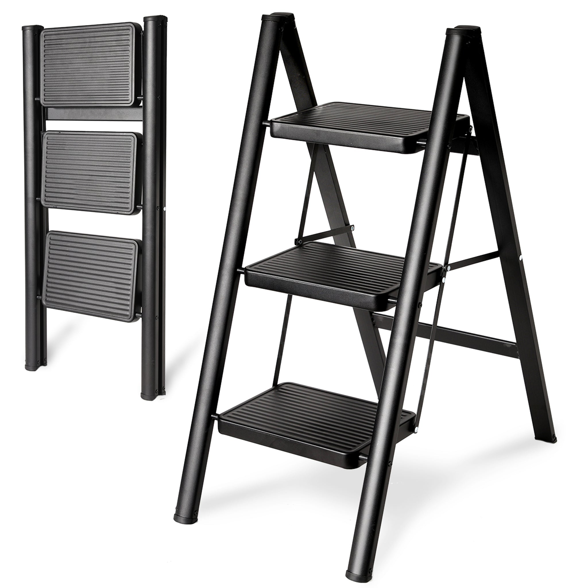Double Elite® step ladder 3 step folding, sturdy 330 lbs max load step ...